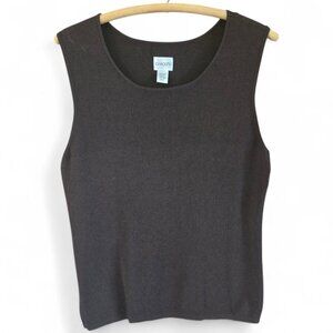 Chicos Brown Sleeveless Sweater Knit Tank Top Scoop Neck XL